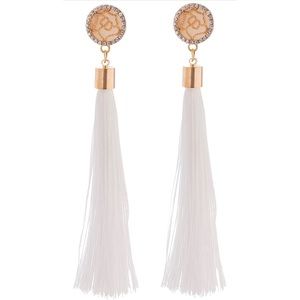 White tassel earrings